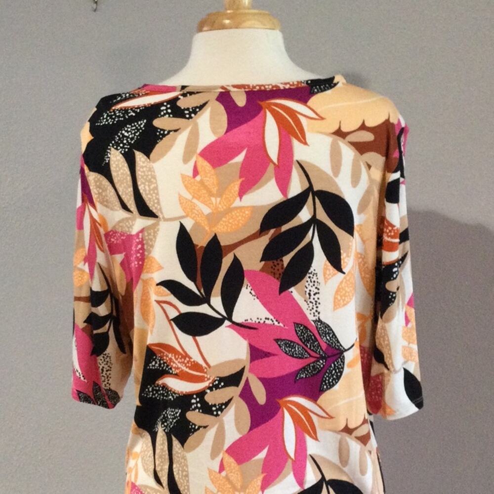 Apt 9 Multicolor Foliage Print Soft 3/4 Sleeve Tu… - image 8